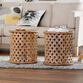 Round Aged Driftwood Carved Wood Lattice Side Table image number 1
