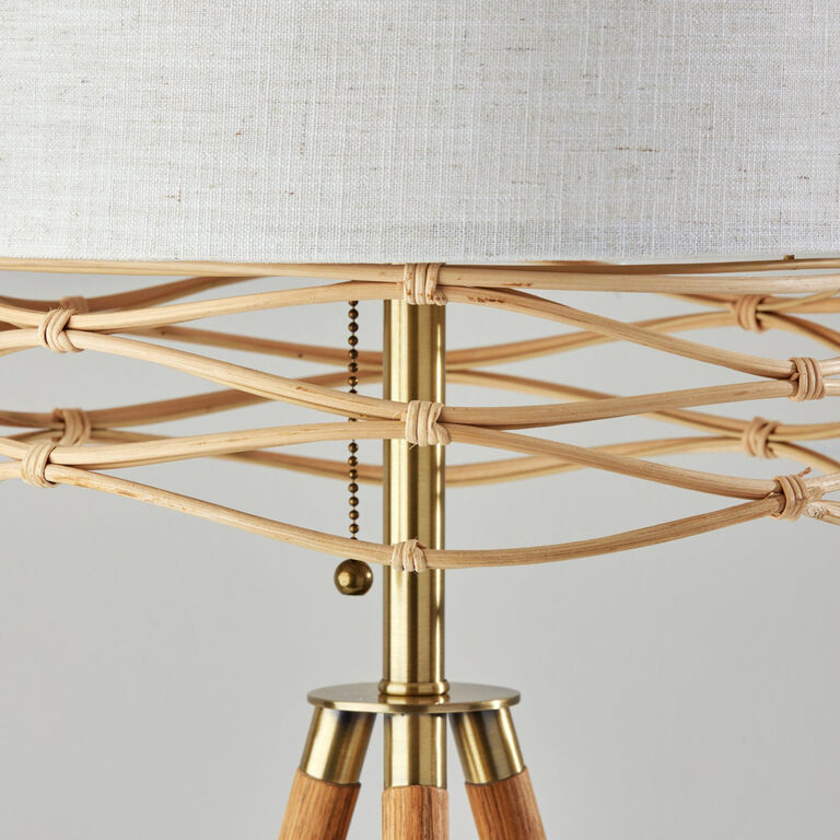 Caroga Rattan and Wood Tripod Floor Lamp image number 5