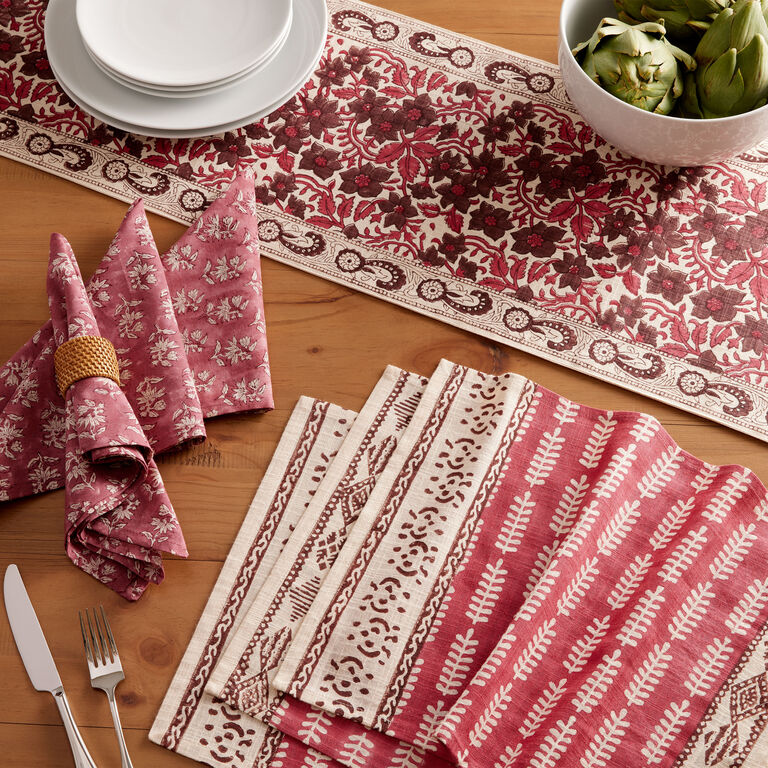 Fuchsia Floral Block Print Table Runner image number 2