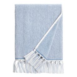 Azure Blue And White Marled Bath Towel
