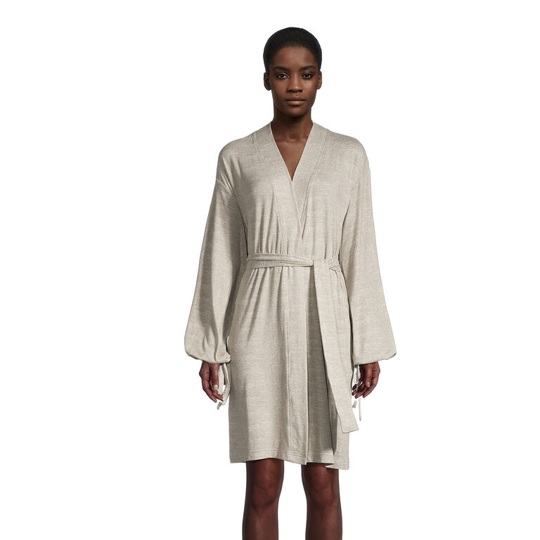 Heathered Gray Knit Lounge Robe image number 1