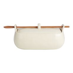 Speckled Covered Ceramic Baking Dish with Spoon