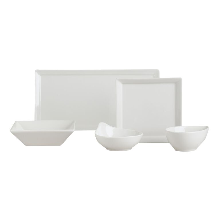 Mini Rectangular White Porcelain Tasting Plate Set Of 4 image number 3