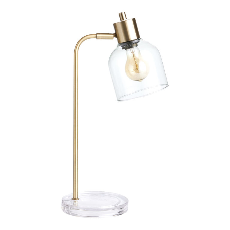 Percy Clear Glass and Brass Adjustable Task Lamp image number 1