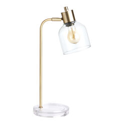Percy Clear Glass and Brass Adjustable Task Lamp