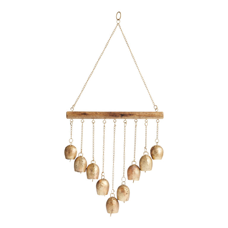 Gold Metal Bell and Wood Wind Chime image number 1