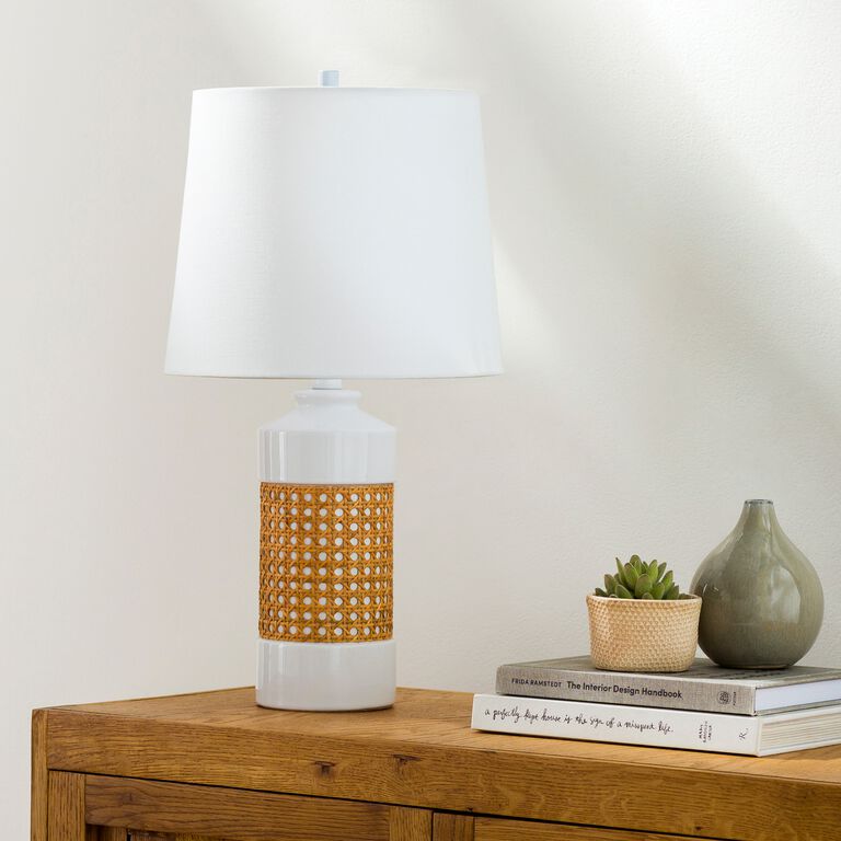 Reardon White Ceramic And Natural Cane Table Lamp image number 6