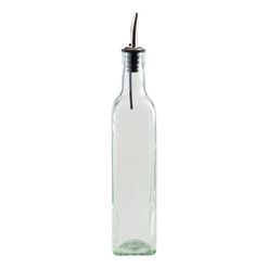 Square Green Glass Oil Bottle With Spout