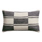 Black And Ivory Stripe Check Indoor Outdoor Lumbar Pillow image number 0