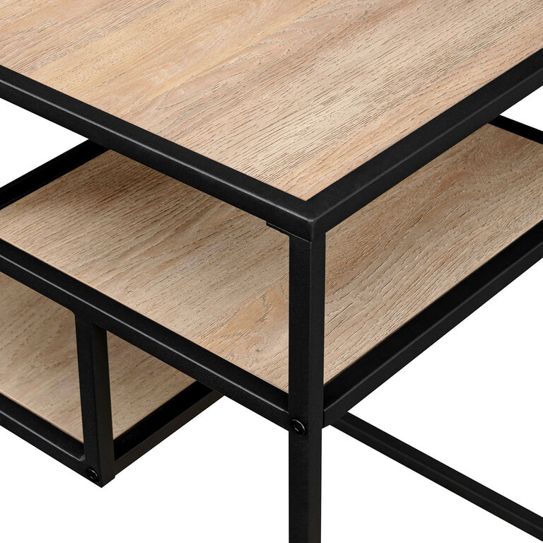 Lyon Wood and Black Steel Side Table with Shelves image number 4
