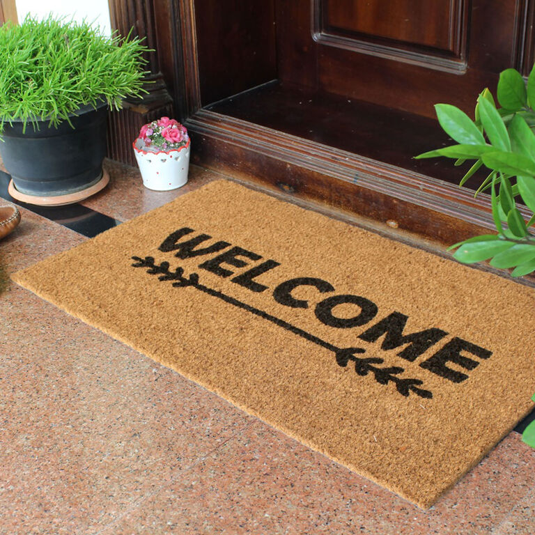 Black and Natural Welcome Coir Doormat image number 2
