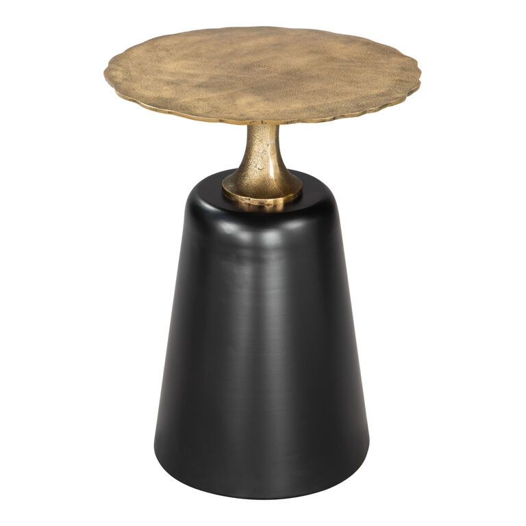 Fenner Wide Round Gold and Black Iron End Table image number 1