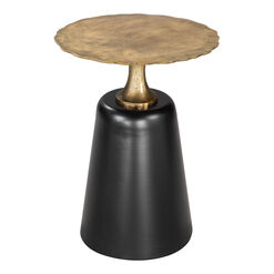 Fenner Wide Round Gold and Black Iron End Table