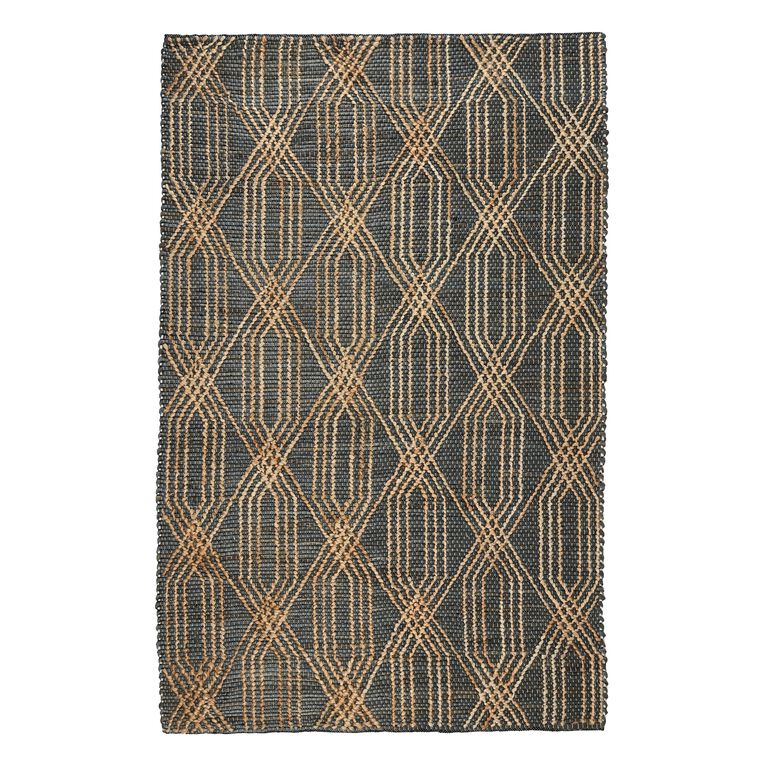 Tustin Charcoal Blue And Natural Geometric Jute Area Rug image number 1