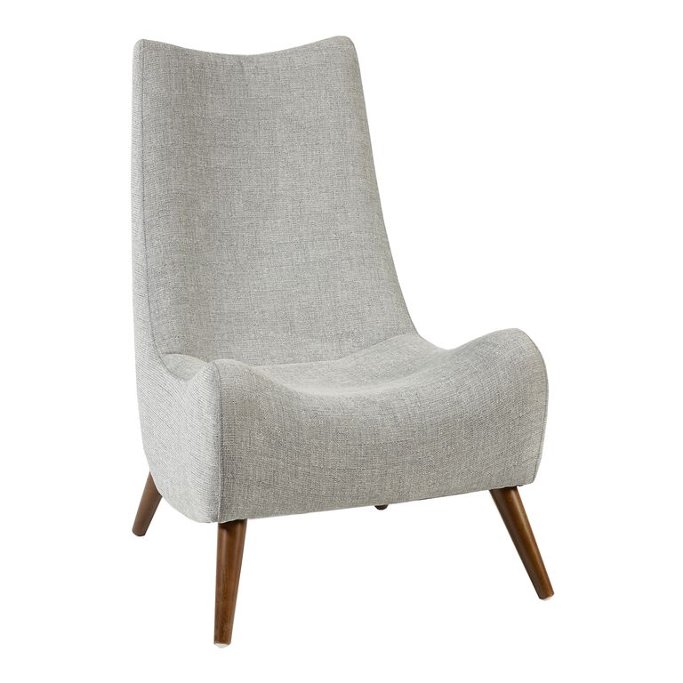 Tan Plush Curved Upholstered Chair image number 1