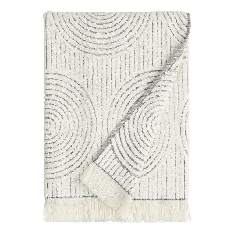 Morgan Gray And Off White Sculpted Spiral Bath Towel image number 1
