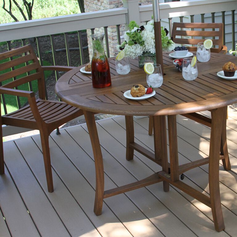 Danner Round Eucalyptus Folding Outdoor Dining Table 4 Ft image number 2