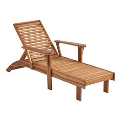 Kapari Natural Wood Outdoor Chaise Lounge with Cushion