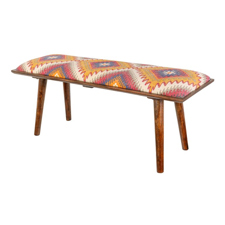 Alsea Multicolor Diamond Upholstered Bench image number 1