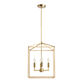 Astrid Rattan and Gold Iron Open Cage 4 Light Chandelier image number 2