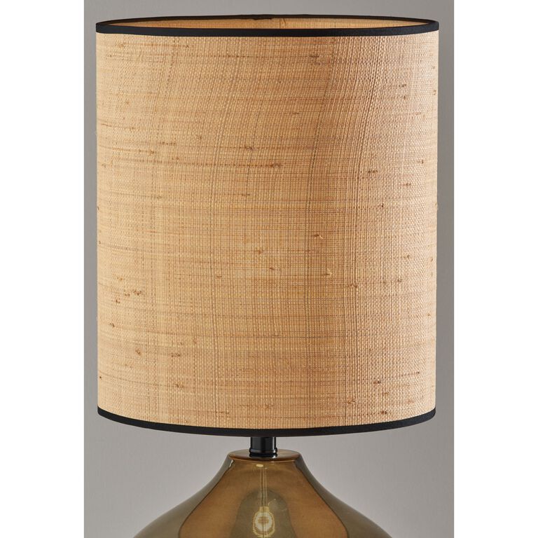 Eden Natural Rattan and Green Glass Table Lamp image number 5