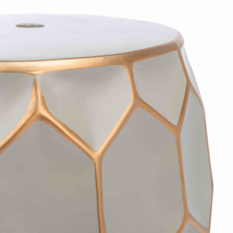 Gray And Gold Ceramic Honeycomb Side Table image number 3