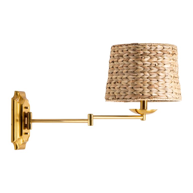 Dustin Gold Metal And Rattan Adjustable Wall Sconce image number 4
