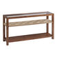 Lincoln Wood and Jute Glass Top Console Table with Shelves image number 0