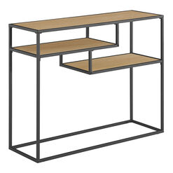 Lyon Wood and Black Steel Console Table with Shelves