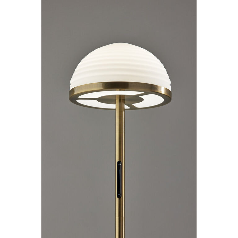 Milford Frosted Glass Dome and Antique Brass LED Floor Lamp image number 3