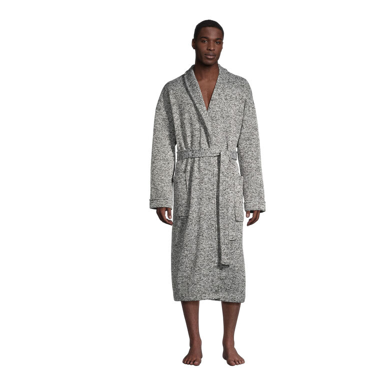 Heather Gray Marled Men's Robe image number 2