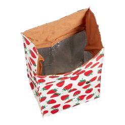 Red Strawberry Washable Paper Insulated Lunch Tote