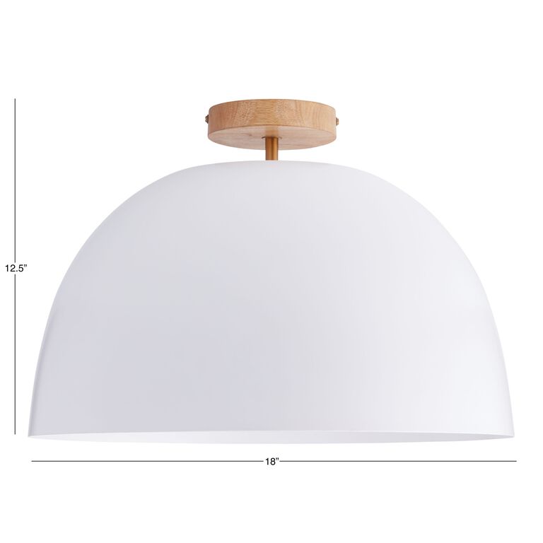 White Metal Dome Adjustable Semi Flush Mount Ceiling Light image number 5