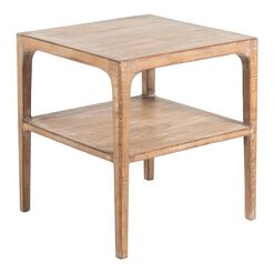 Indio Whitewash Reclaimed Pine End Table with Shelf