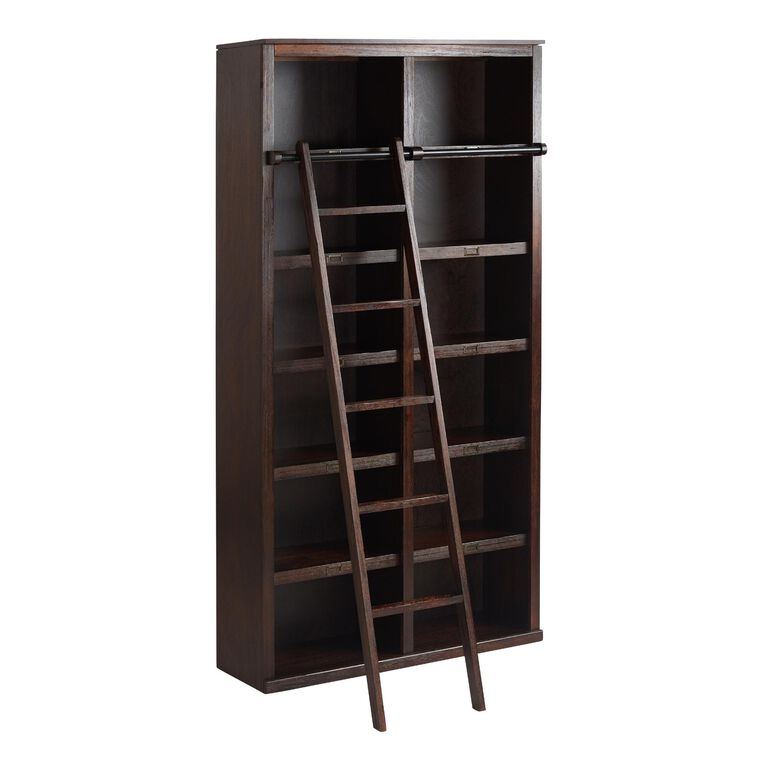 Augustus Roasted Cocoa Wood Bookshelf Ladder image number 3