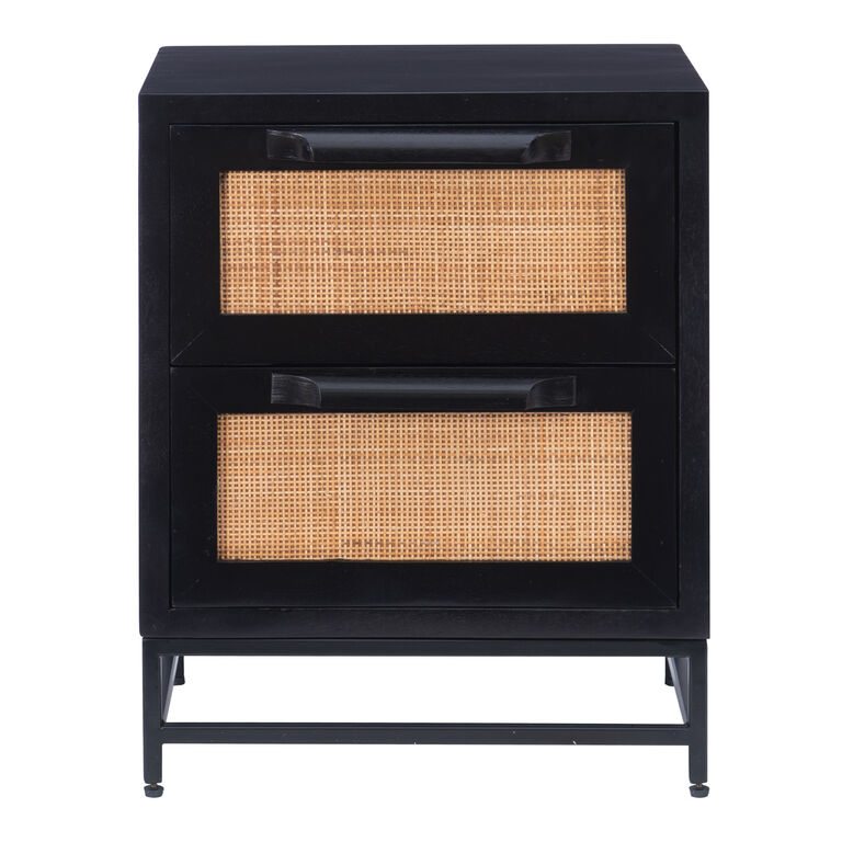 Cresset Wood and Rattan Cane 2 Drawer Storage Cabinet image number 3
