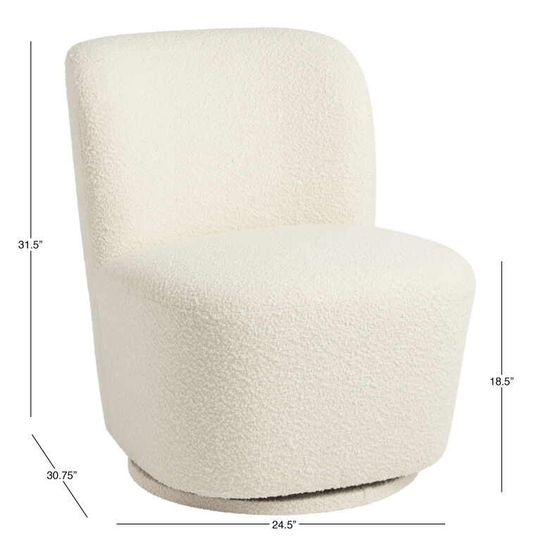 Adleigh Ivory Boucle Upholstered Swivel Chair image number 5