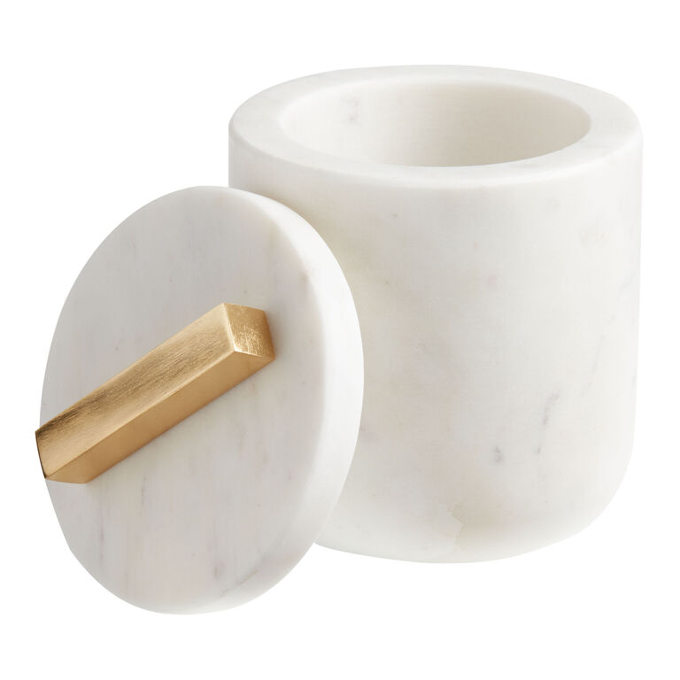 White Marble Canister With Lid image number 3