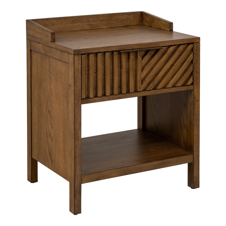 Dusk Grooved Wood Slat Nightstand with Drawer image number 1