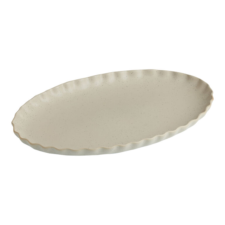 Silva Dove Gray Reactive Glaze Ruffle Rim Serving Platter image number 1