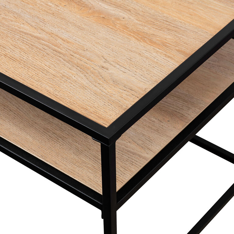 Lyon Wood and Black Steel Coffee Table with Shelves image number 4