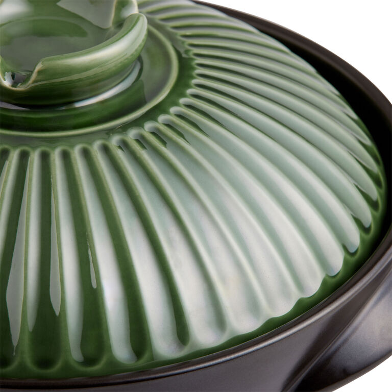 Matte Black and Green Ceramic Korean Style Cooking Pot image number 3