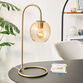 Esther Blush Glass and Gold Metal Arc Desk Lamp image number 1