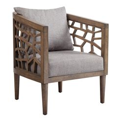 Ice Light Gray Oak Wood Upholstered Chair
