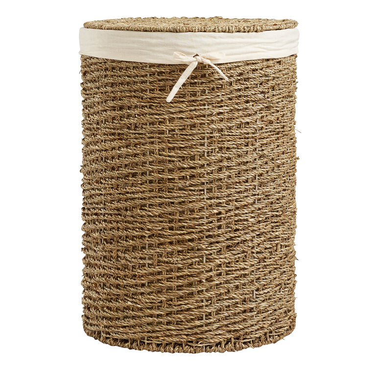 Trista Round Seagrass Laundry Hamper With Liner And Lid image number 1