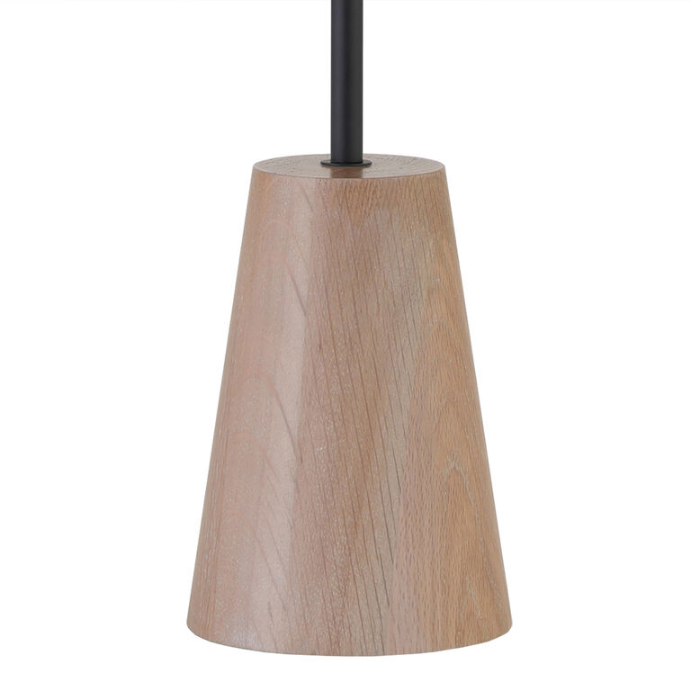 Windus Matte Black Metal and Wood Cylinder Table Lamp image number 4