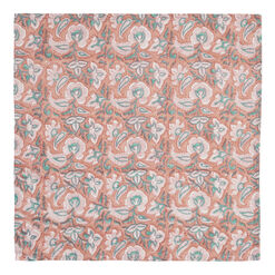 Rose Pink And Teal Block Print Paisley Napkin Set of 4