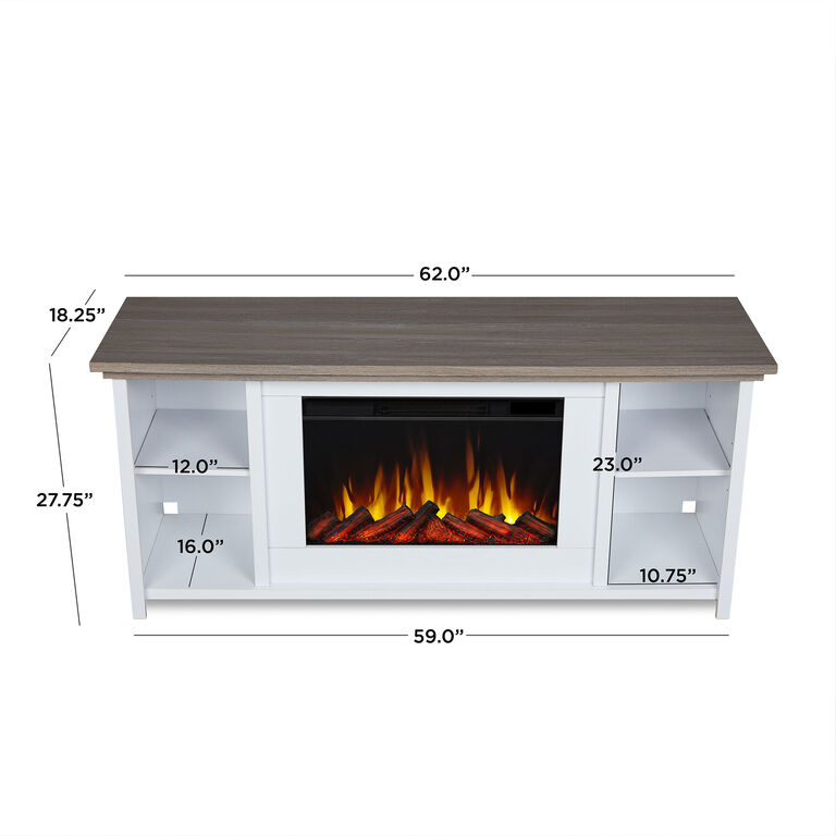 Avalan White Wood Electric Fireplace Media Stand image number 7
