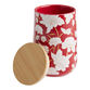 Red and White Ceramic and Bamboo Floral Tea Canister image number 2