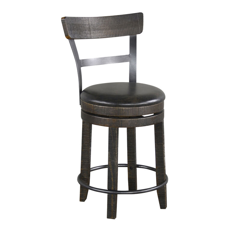 Hawes Mahogany And Metal Swivel Counter Stool image number 1